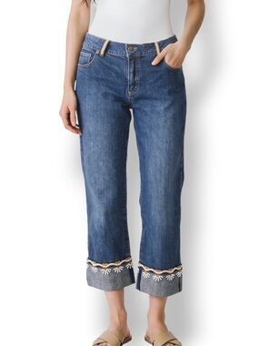 4/$20 Haven Bleu Embellished Cuff Cropped Straight Leg Jeans Size 12